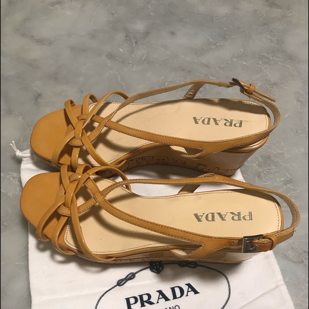 PRADA CORK WEDGE SANDAL- SHOES